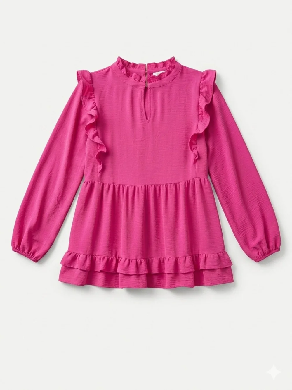 JODIFL Pink Ruffle Dress | Boutique Mini Dress | Feminine Boho Cottagecore | - Picture 3 of 10